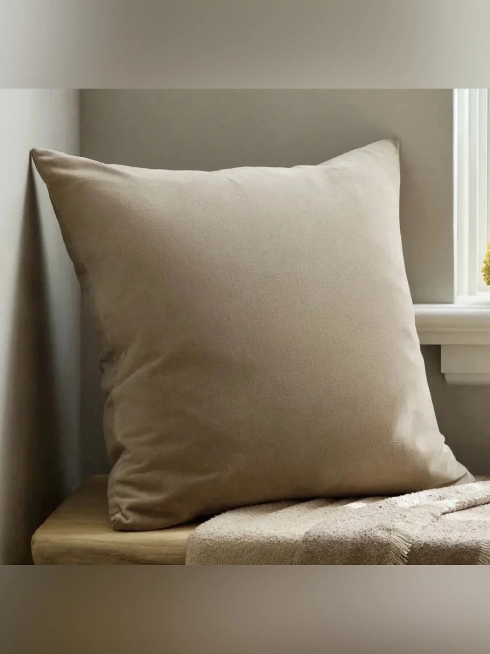 NWOT Quince Set of 2 Cotton Velvet Pillow Covers, 20 X 20 (Taupe)